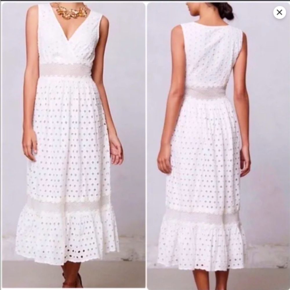 Anthropologie White Eyelet Maxi Dress